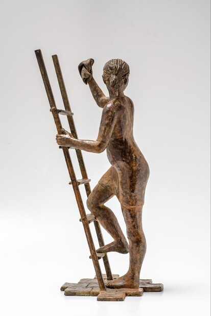 Vrouw op ladder